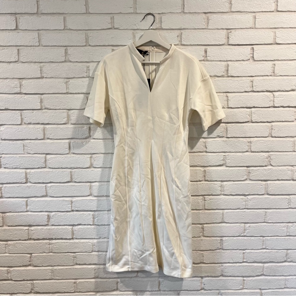 NWT Piazza Sempione Midi V Neck White Tee Shirt Dress Women’s Size 40/6/Small